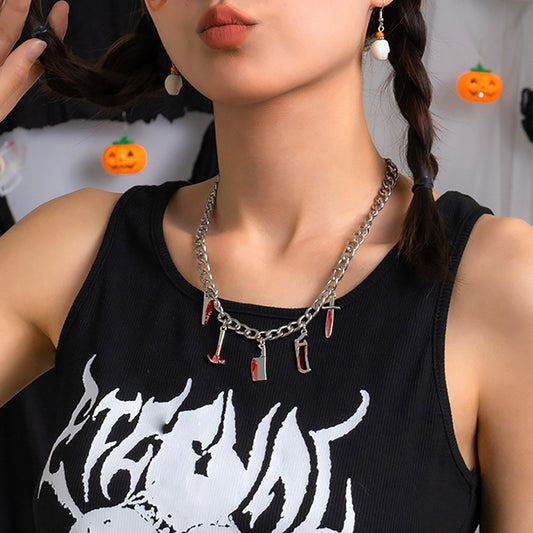 Jewelry Gothic Dagger Ax Pendant Sweater Necklace Punk Halloween Funny Necklace Female