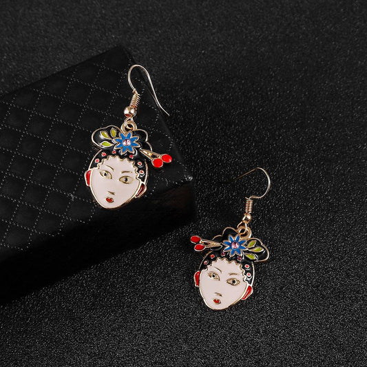 Fashion jewelry personality ancient Chinese beauty avatar earrings exaggerated ancient hair bun human head earrings female