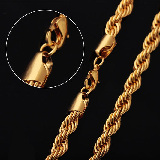 Men's Personality Fashion Gold Necklace Twist Chain Simple Versatile Items Jewelry