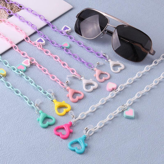 Candy Contrast Color Acrylic Mask Chain Anti-Le Soft Pottery Peach Heart Children's Glasses Chain Anti-lost Rope