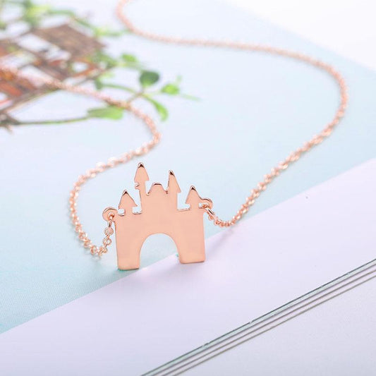 Cartoon Animation Paradise Castle Necklace Creative Personality Pendant Female Necklace Gold Silver Rose Gold