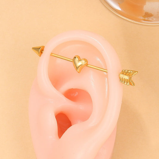 Stainless steel puncture jewelry African cold love ear plug puncture slash ear needle earrings