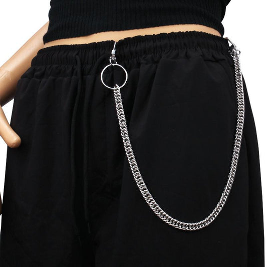 Pants chain ring accessories ins single-layer metal hip-hop retro jeans hanging chain hip-hop men and women accessories trendy
