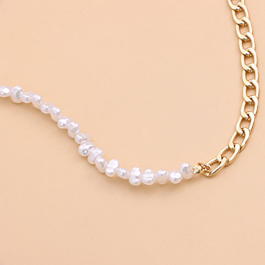 Jewelry Fashion OT Buckle Necklace Short Pearl Necklace Female Personality Plating Chain Chain Thick Chain Necklace