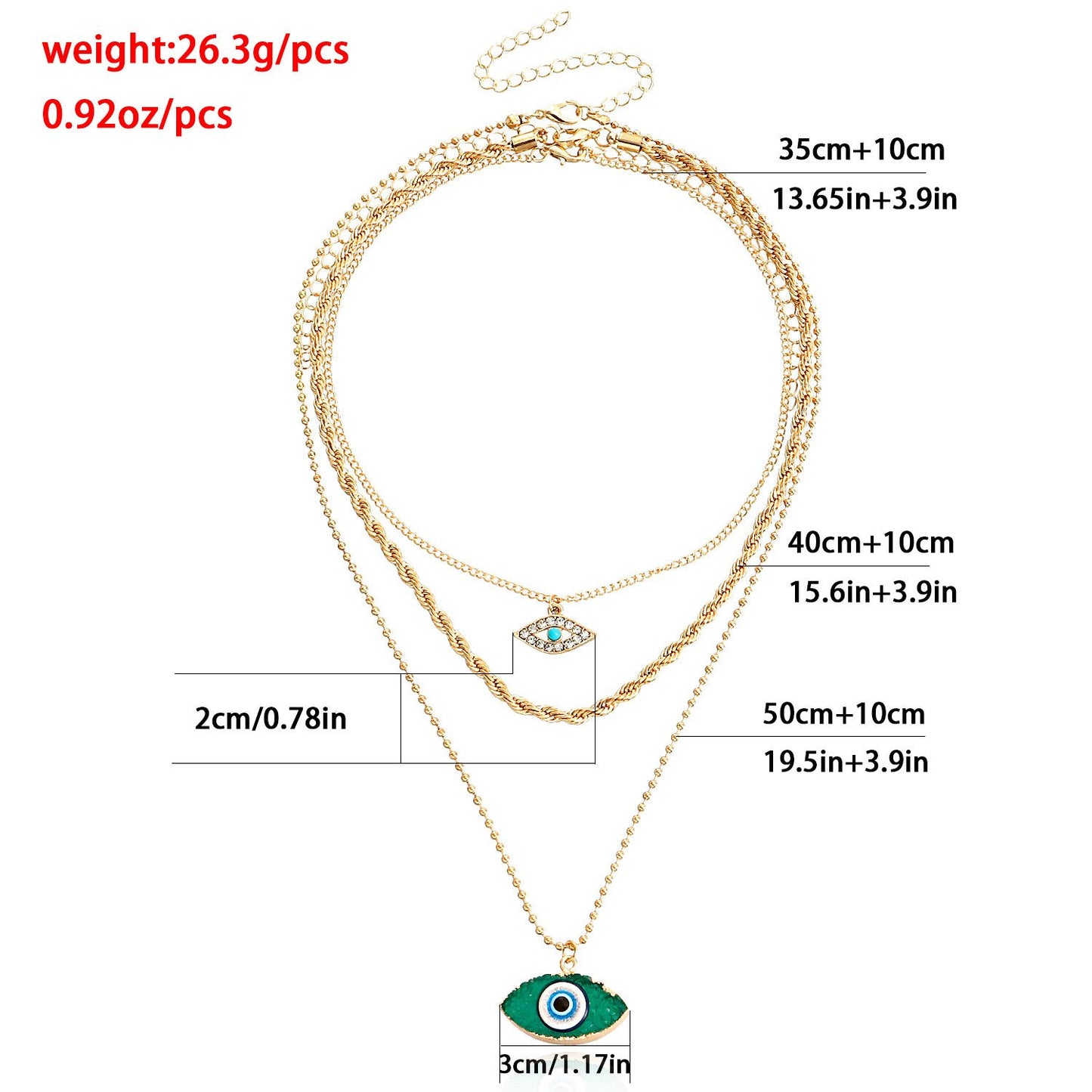 Explosive style fashion creative niche necklace devil's eye hip-hop twist chain choker stacked necklace female
