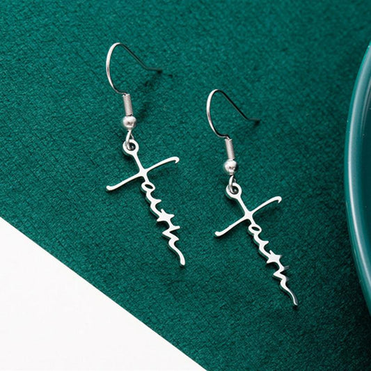 Titanium steel earrings stainless steel letter cross heart earrings ins indifferent high-end female