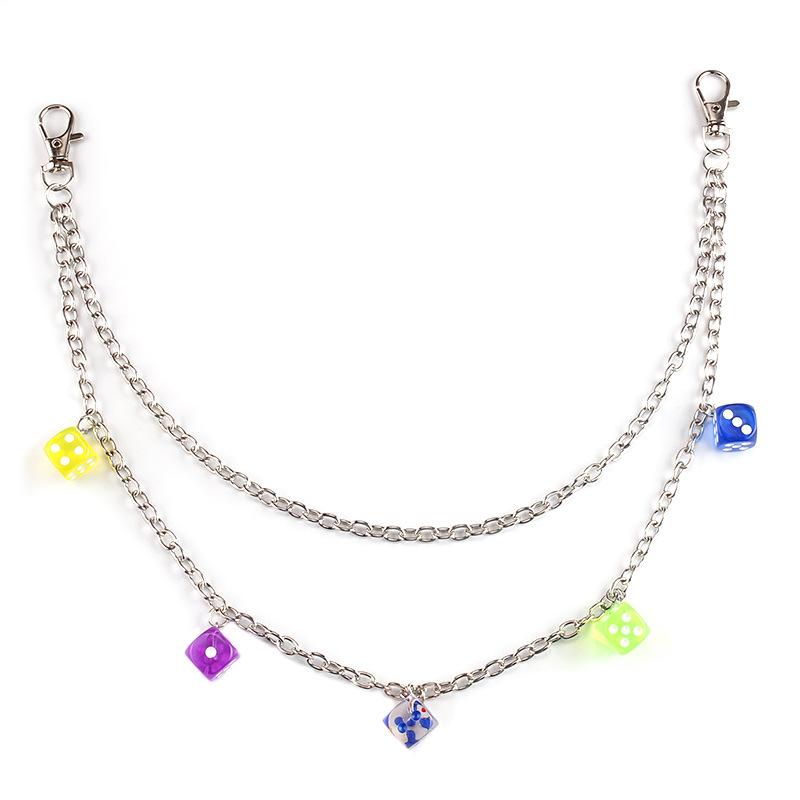 Jewelry ins transparent acrylic dice dice pendant pendant waist chain female
