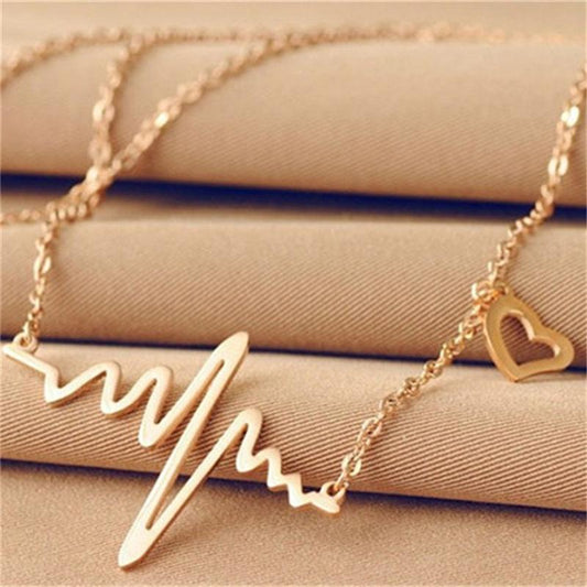 Jewelry ECG Necklace Heartbeat Peach Heart Female Pendant Clavicle Chain Heartbeat Memory Necklace