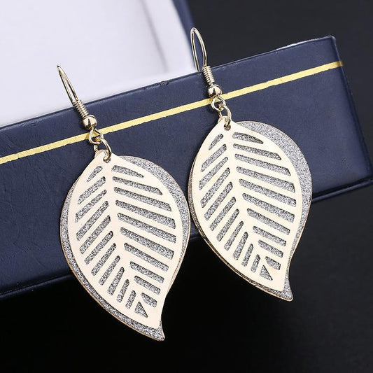Fashion Versatile Earrings Multi-layer Hollow Leaf Earrings