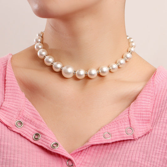 Jewelry colorful light luxury micro-diamond imitation Baroque pearl necklace female all-match y2k beaded necklace ins