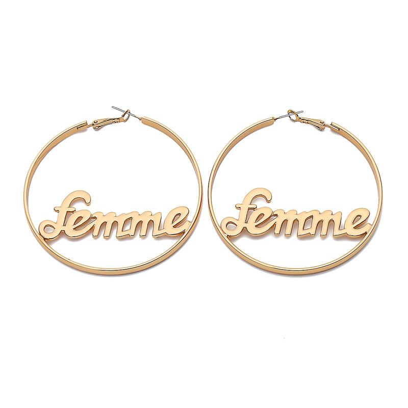 Alphabet big circle earrings female sweet simple exaggerated catwalk fashion geometric word girly earrings earrings