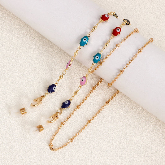 Jewelry Fatima's hand mini devil's eye high-end sense glasses chain mask lanyard face chain female