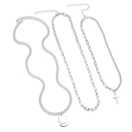 Personality Necklace Female Street Hip Hop Disc Student Multi-layer Simple Sweater Chain Internet Celebrity Cool Pendant Trend