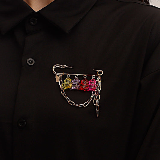 Jewelry Colorful Transparent Cute Bear Pendant Brooch Female Accessories Punk Butterfly Brooch Accessories