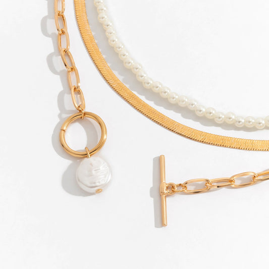 Jewelry Temperament Millet Grain Pearl Clavicle Necklace Female Hip Hop Metal Snake Bone Chain Necklace