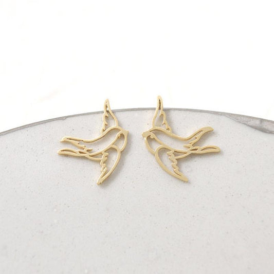 Jewelry simple personality hollowed out small swallow earrings pigeon small animal ear jewelry