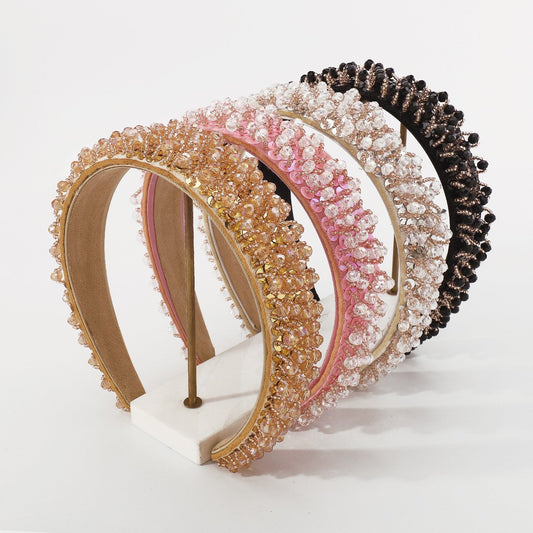 F4651 French elegant wide-brimmed candy-colored headband female ZA imitation crystal beaded sequins temperament small fragrant headband
