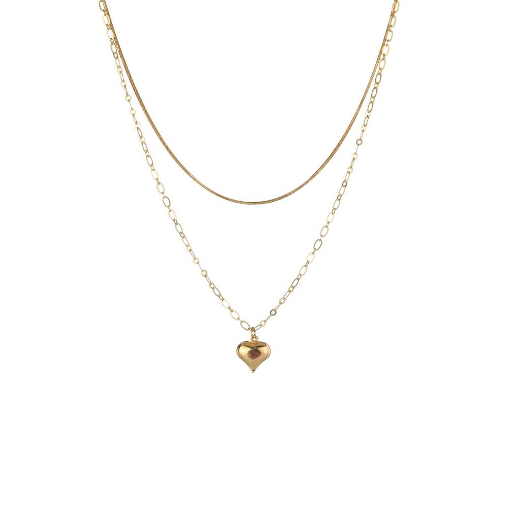 Simple Fashion Heart Necklace Vintage Double Layer Necklace Accessories