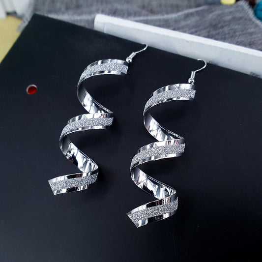 Long Fashion Earrings Frosted Spiral Earrings Earrings Accessories Jewelry