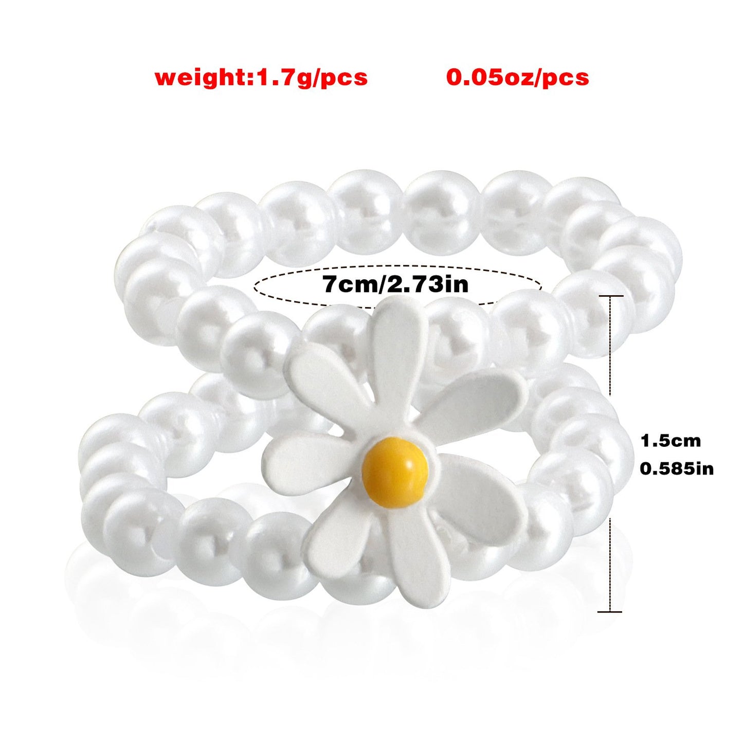 Jewelry small fresh double-layer beaded flower elastic rope ring does not fade female niche high-end sense