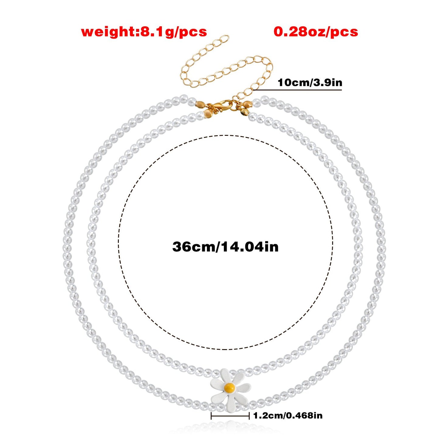 Jewelry Small Fresh Double Beaded Necklace Baby Bead Flower Pendant Necklace Female Beaded Necklace