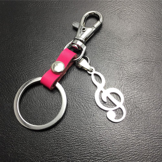 Titanium steel note cowhide key chain pendant luggage logo tag music accessories lover gift
