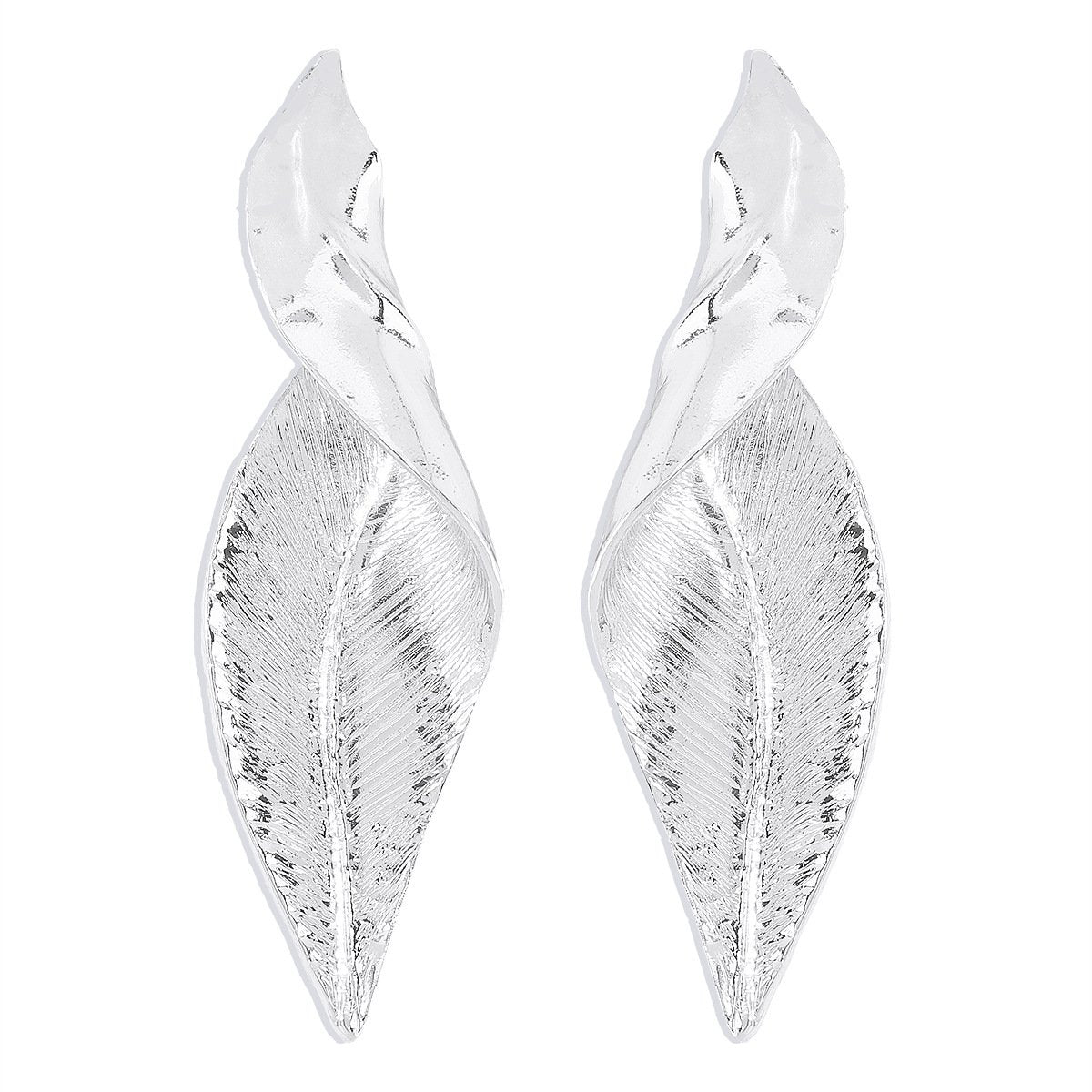 E1945ZA Geometric Irregular Distorted Leaf Earrings Exaggerated Cold Alloy Temperament Earrings Female