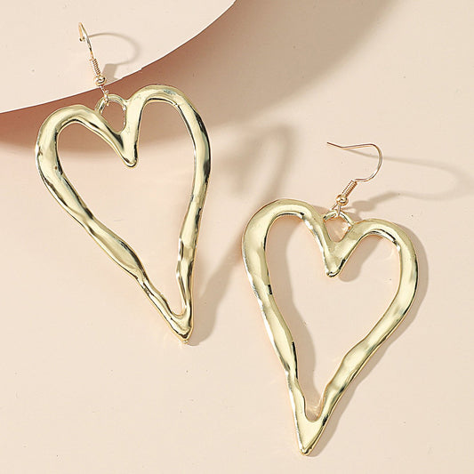 Ins personality irregular love earrings fashion simple temperament trendy metal exaggerated earrings female