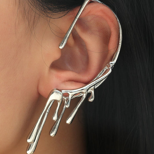 Exaggerated dripping wax personality trend lava earmuffs auricle ins cold retro earrings earrings female