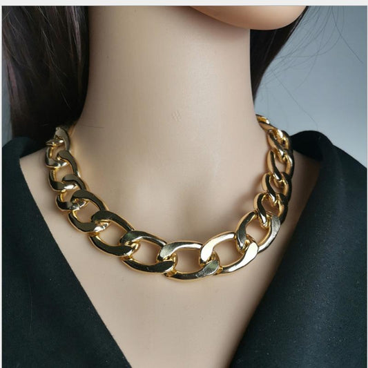 Trendy Jewelry Personality Creative Geometric Retro Double Grinding Chain Necklace Punk Hip Hop Exaggerated Necklace