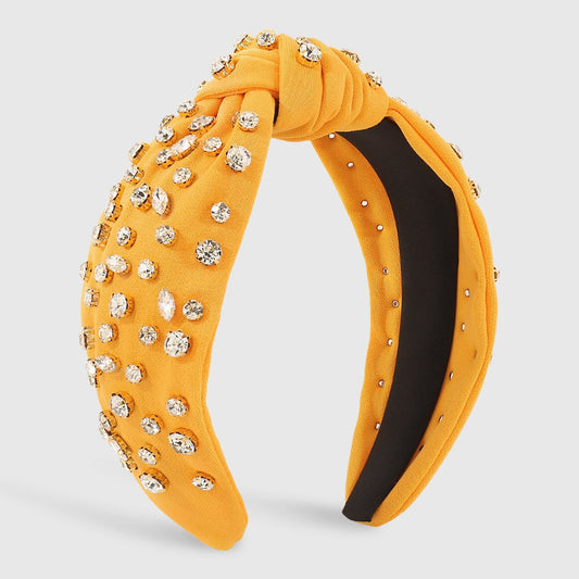 F4855 Baroque color light luxury headband full of diamond temperament exaggerated fabric knotted retro handmade headband