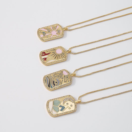 ZN35 jewelry drop oil zircon micro-inlaid simple snake bone necklace net red square brand picture necklace