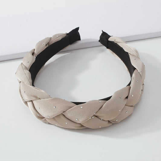 F3911 Simple hair accessories, fashion, personality, creative twist braids, diamond-studded fabric headbands for women