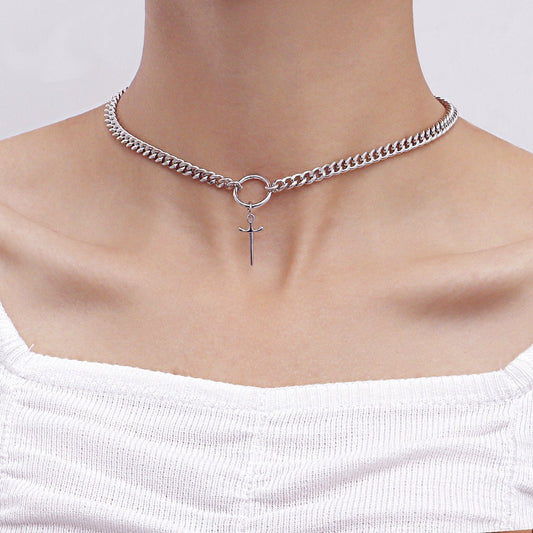 Jewelry simple cross necklace necklace choker necklace female niche design sense does not fade