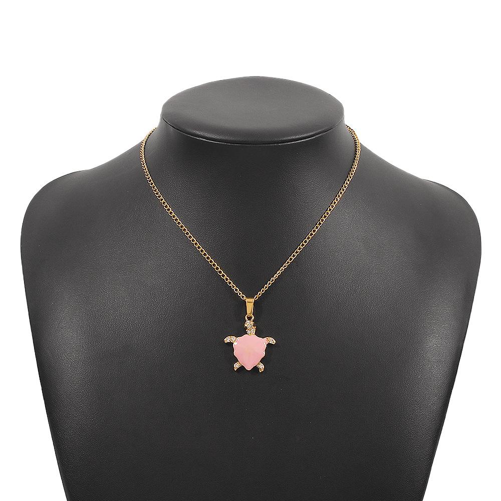 N9816 Geometric Necklace Female Cute Funny Small Turtle Micro-inlaid Pendant Necklace Design Creative Necklace