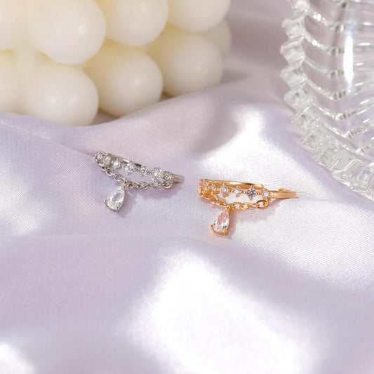 Small fresh zircon pendant ring beautiful diamond open joint ring female sweet gourmet finger ring