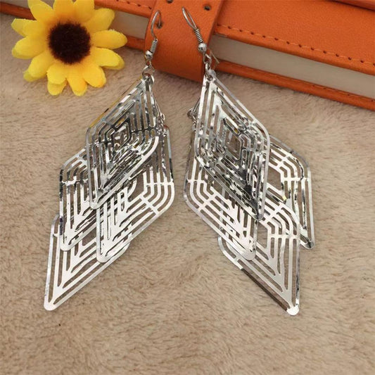 Baroque Hollow Rhombus Multi-layered Earrings For Women Earrings
