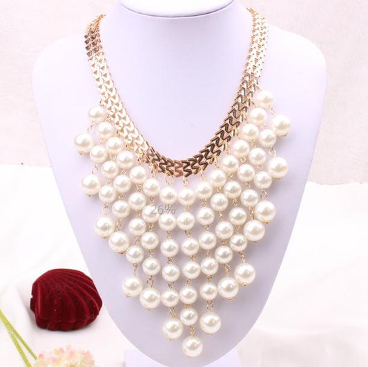 Exaggerated Pearl Necklace Fake Collar Short Clavicle Chain Pendant Jewelry