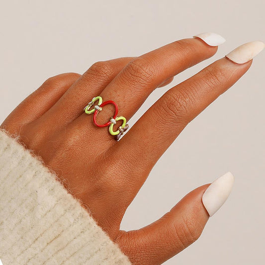 Jewelry fashion light luxury stainless steel dripping oil circle O-shaped open ring
