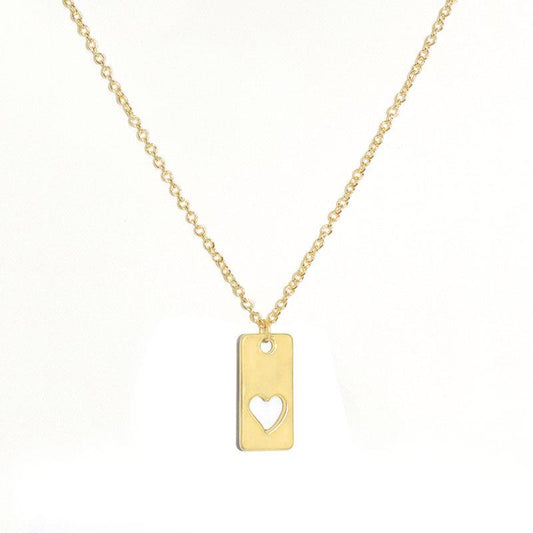Jewelry Hollow Heart Shaped Geometric Cuboid Necklace Female Pendant Necklace Clavicle Chain