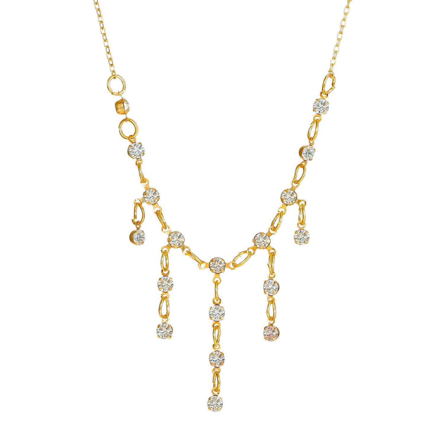 Diamond Tassel Necklace Female Retro Fashion Niche Design Water Drop Pendant Clavicle Chain Temperament Necklace