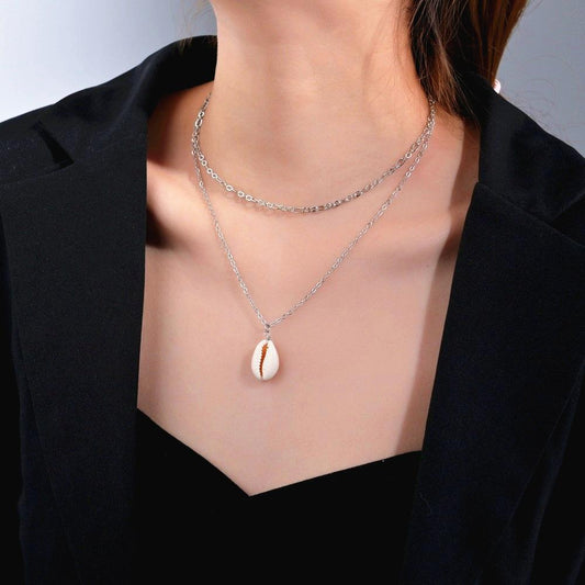 Vintage Ethnic Natural Shell Necklace Double Layer Necklace Accessories