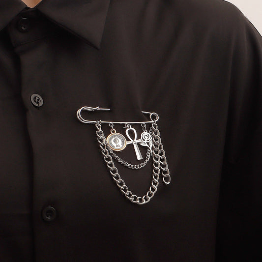 Jewelry Valentine's Day rose tassel accessories brooch female punk multi-element clothing pendant