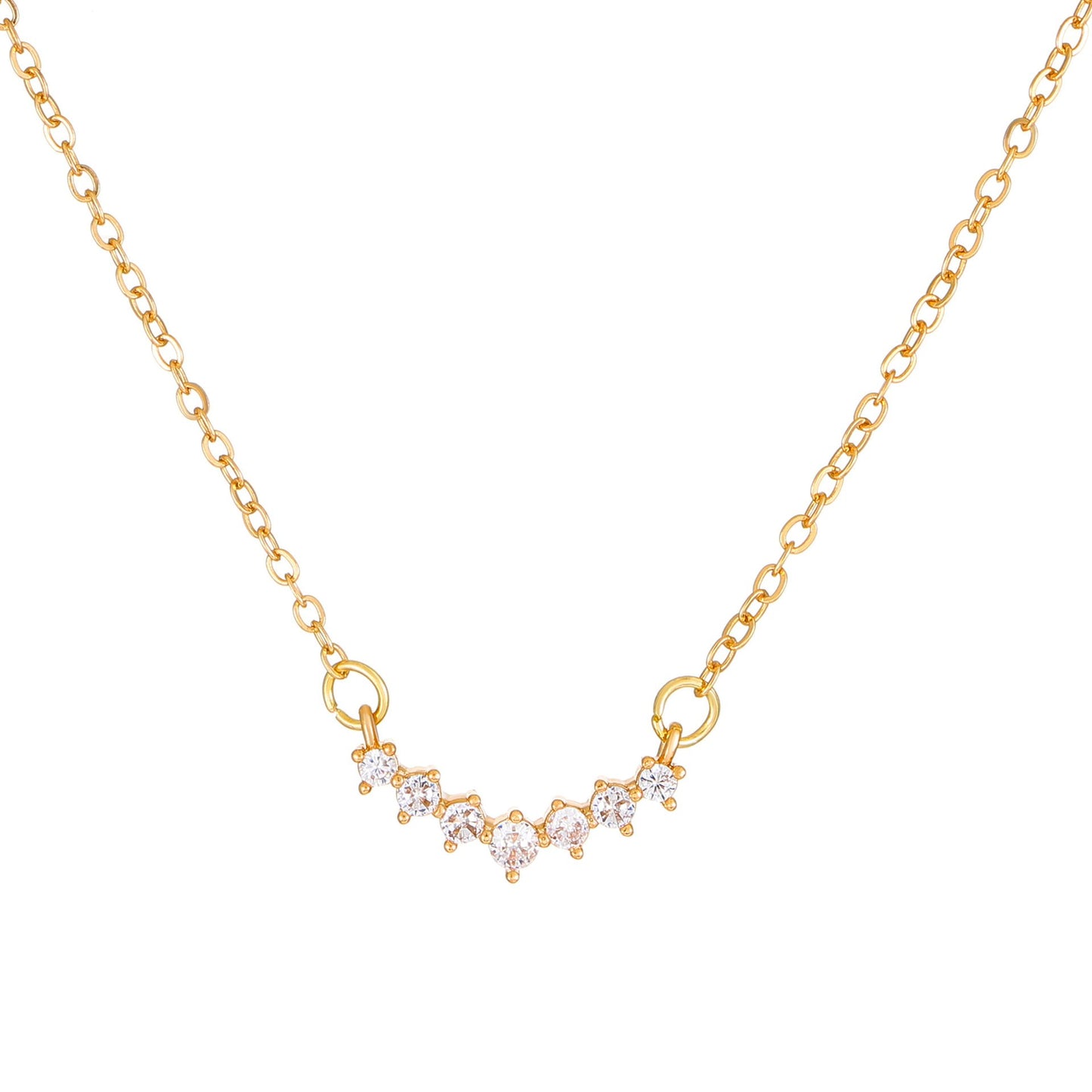 Ins Simple Diamond Necklace Female Retro Fashion Niche Design Curved Pendant Clavicle Chain Temperament Necklace