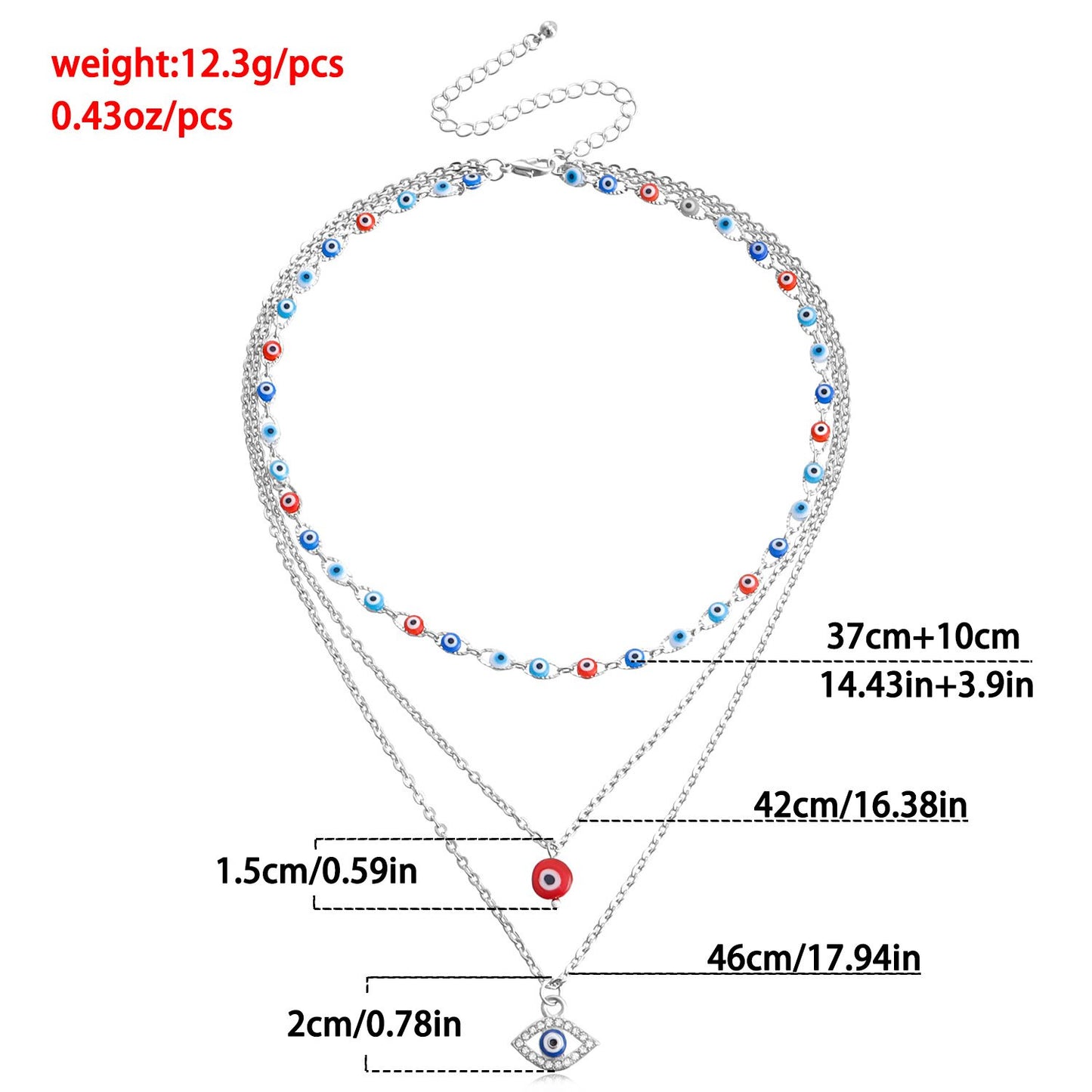 Jewelry Multi-layer Devil's Eye Pendant Necklace Women's Versatile Light Luxury Creative Design Necklace