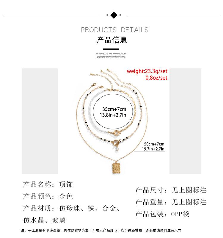 Fashion street shooting millet grain pearl ot buckle necklace female sweet cool metal rose tag pendant