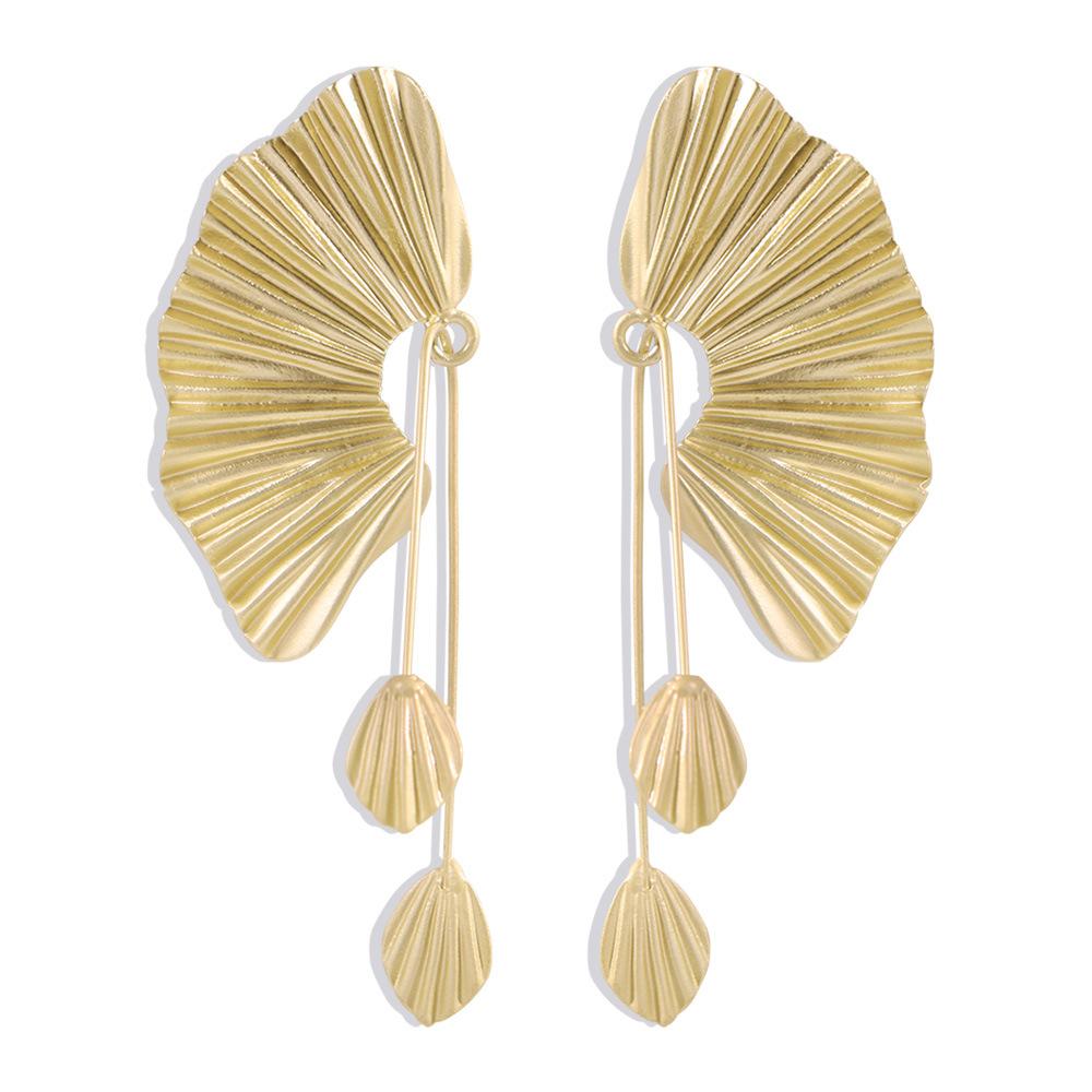 E8383 Beauty spring and summer exaggerated super large fan-shaped earrings earrings leaf earrings long retro earrings