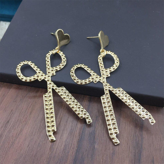 Exaggerated Scissors Earrings Scissors Earrings Washing Cut Blowing Earrings Jewelry