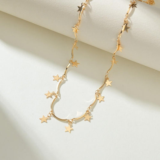 Fashion Star Pentagram Necklace Female Retro Clavicle Chain Accessories