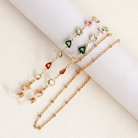 Glasses non-slip rope dripping glaze color love love diamond handmade chain high-end glasses chain mask lanyard face chain female